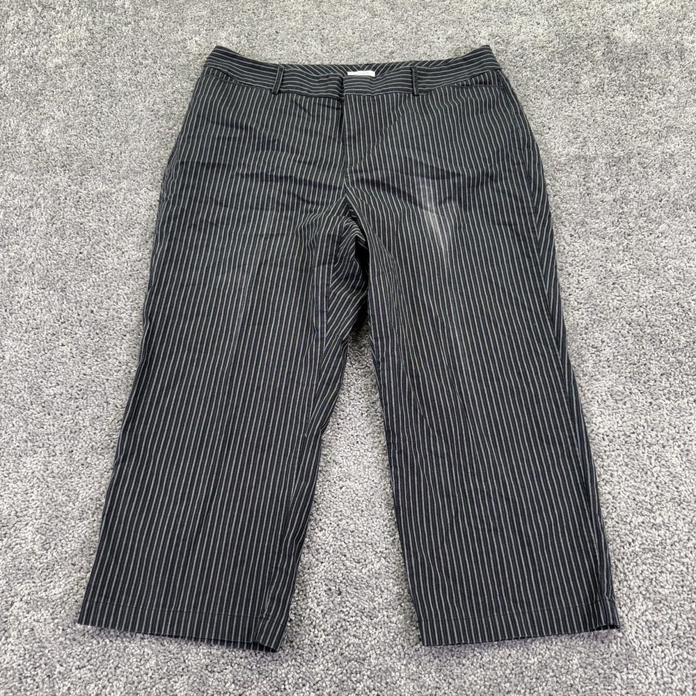 Dockers Pants Womens 16W Black Striped Metro Capri Twill Stretch Workwear Casual